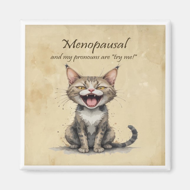 Menopause Humor Stressed Angry Cat Magnet (Vorne)