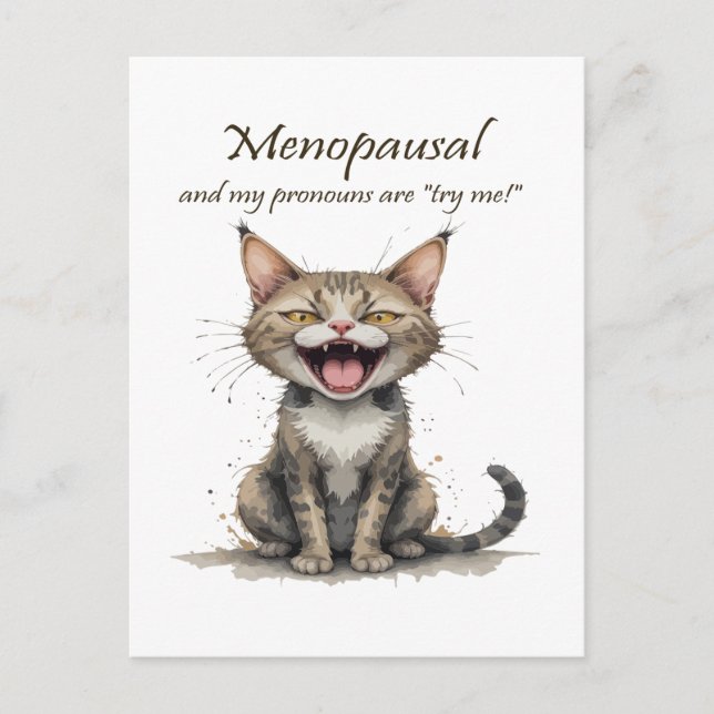 Menopause Humor Stressed Angry Cat Postkarte (Vorderseite)