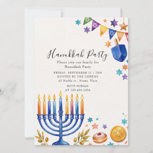 Menora Chanukka-Party jüdische Familie Einladung