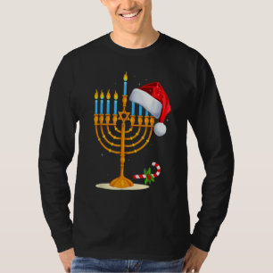 Menora Santa Hut Chanukka Hanukkah Jüdische Weihna T-Shirt