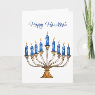 Menorah avec des bougies brûlantes Bonne carte Han