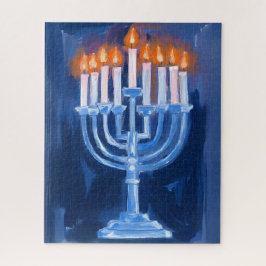 Menorah Blau Hanukkah-Gemälde Feiertag