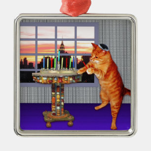 menorah cat.jpg silbernes ornament