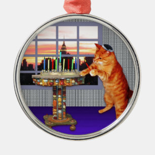 menorah cat.jpg silbernes ornament