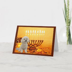 Menorah de carte Bichon Frise Chanukah