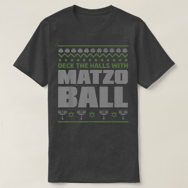 Menorah Deck Matzo Balls Ugly XMas jüdische Hanukk T-Shirt (Design vorne)