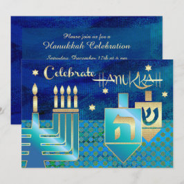 Menorah & Dreidels Hanukkah Celebration Einladung