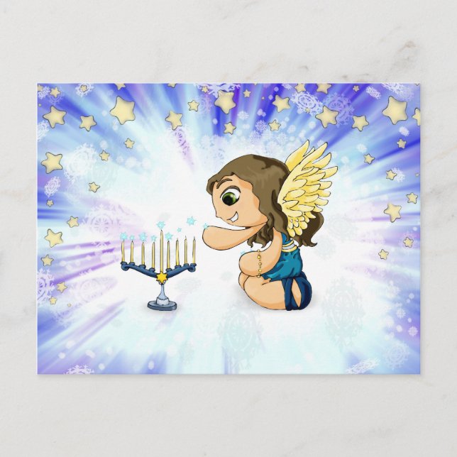 Menorah Engel Postkarte (Vorderseite)
