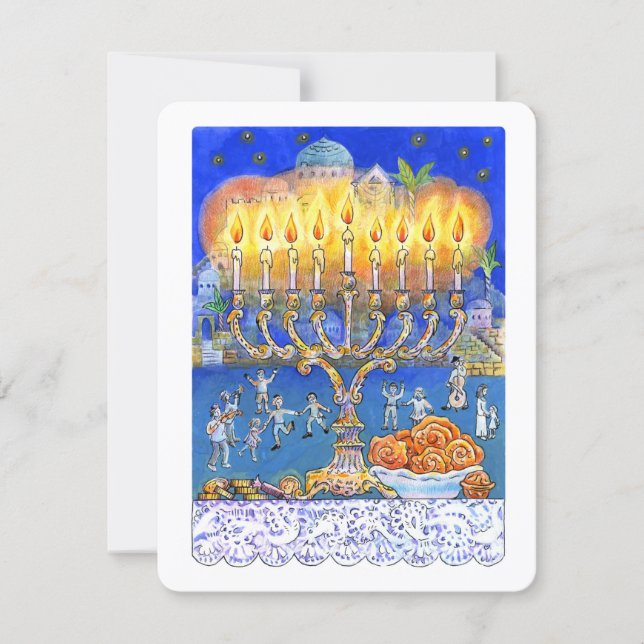 Menorah Grußkarte - Judenfestival Feiertagskarte (Vorderseite)