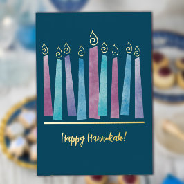 Menorah Hannukah moderne Pliée Foil Carte de vacan