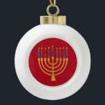 Menorah Hanukkah Blaue Kerzen Zeichnend Keramik Kugel-Ornament<br><div class="desc">Imitate Goldfolie menorah Kerzen für Ihre Hanukka Feier. Whimsical menorah Illustration mit weißen Sternen bedeckte Himmelskerzen auf einem Imitat Gold menorah Kerzenständer. Menorah Sterne Hanukkah illustrierte Design Geschenke und Papierprodukte.</div>