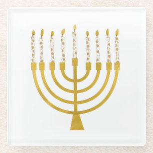 Menorah Hanukkah Candles Festlich Menorah Candles  Glasuntersetzer