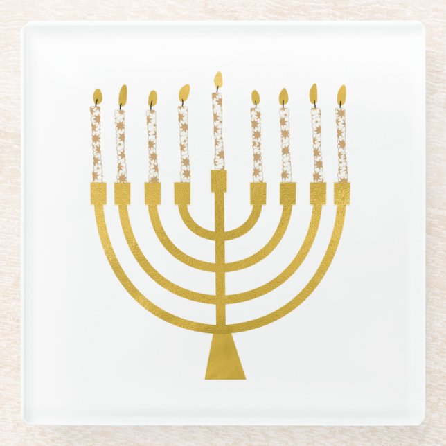 Menorah Hanukkah Candles Festlich Menorah Candles  Glasuntersetzer (Vorderseite)