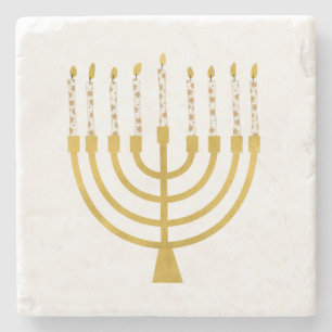Menorah Hanukkah Candles Festlich Menorah Candles  Steinuntersetzer