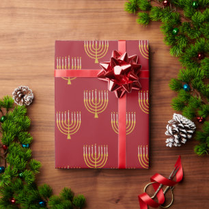 Menorah Hanukkah Kerzen Zeichnend festliche Ruby R Geschenkpapier