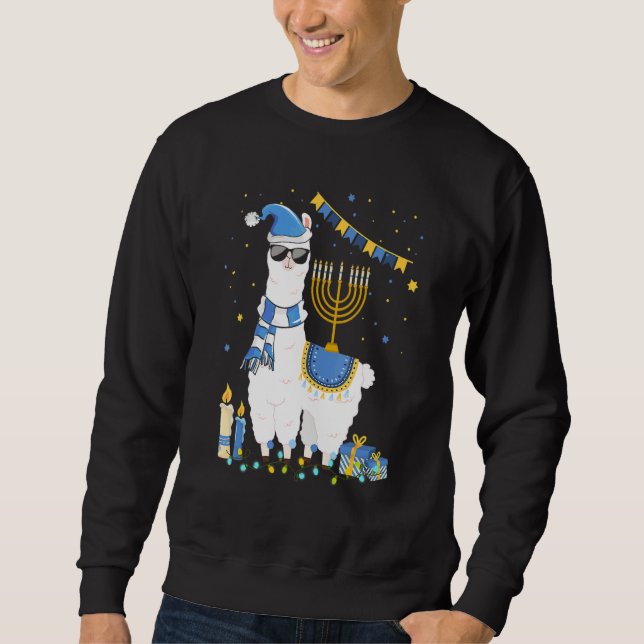 Menorah Hanukkah Llama Cute Alpaca Chanukah Holida Sweatshirt (Vorderseite)