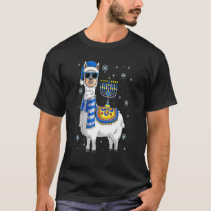 Menorah Hanukkah Llama Niedlich Alpaca Chanukah T-Shirt