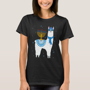 Menorah Hanukkah Llama Niedlich Llama Alpaca Chanu T-Shirt