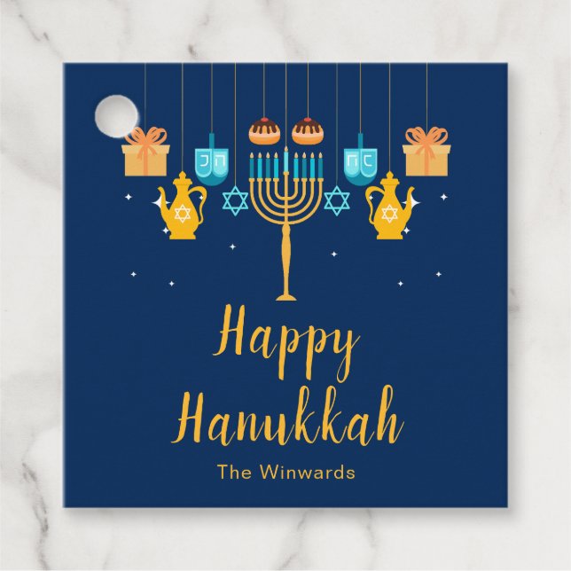 Menorah Hanukkah Party  Geschenkanhänger (Vorderseite)