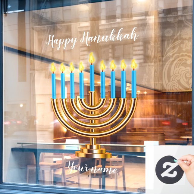 Menorah Happy Hanukkah Fensterheber Fensteraufkleber (Café-Fenster)