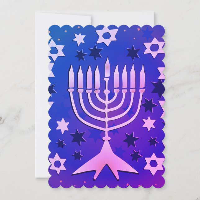 Menorah - Happy Hanukkah Flat Feiertagskarte (Vorderseite)