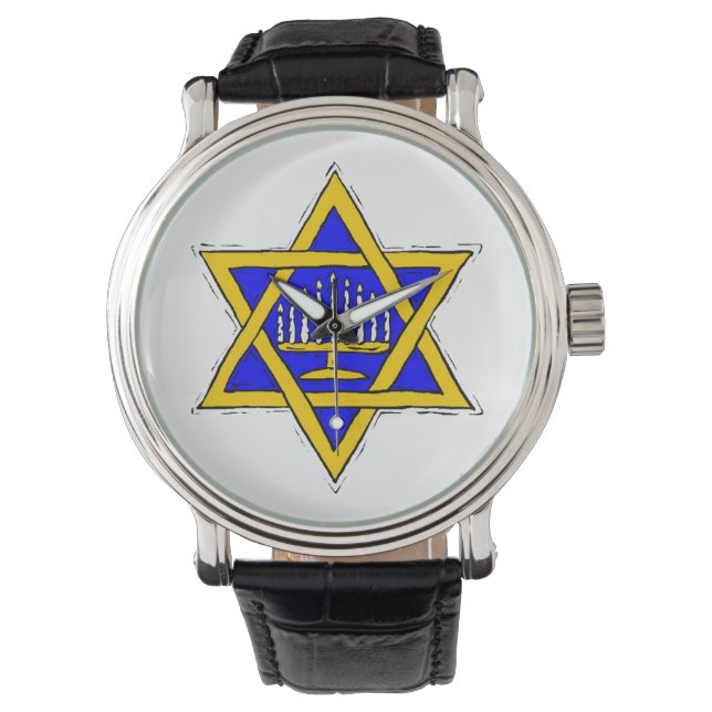 Menorah Im Stern von David Armbanduhr (Vorderseite)