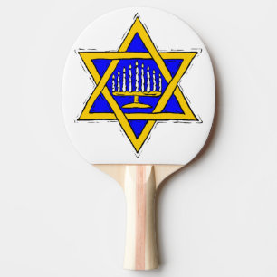 Menorah innerhalb des Davidssterns Tischtennis Schläger