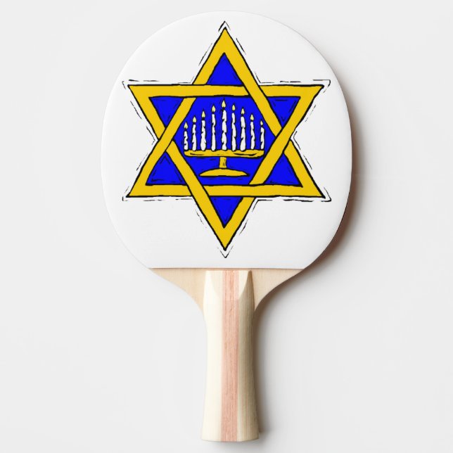 Menorah innerhalb des Davidssterns Tischtennis Schläger (Vorderseite)