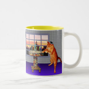 Menorah Katze Zweifarbige Tasse