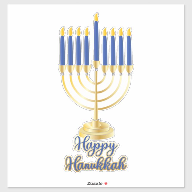 Menorah mit Lights Happy Hanukkah Aufkleber (Blatt)