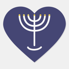 Menorah Navy Gold Graphic Herz-Aufkleber