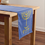 Menorah Table Runner Blue Gold Großer Tischläufer<br><div class="desc">Menorah Paleo hebräische Buchstaben - Menorah: Mem, Nun, Resh, Hey Mem - Chaos Mighty Blood Nun - Fortsetzung ihrer Son Resh - Erste Top Anfänger Hey - Schauen Sie Reveal Breath H4501 (Strong) מְ רָ ה מְ וֹ נֹ נ רָ ה Mitmenôrâh menôrâh men-o-raw', Männer-Rohlinge " Feminine von H4500 (im...</div>