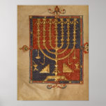 Menorah und andere Gefäße des Tempels Poster<br><div class="desc">Spanische Schule's Add Ms 15250 f.3v Menorah und andere Schiffe des Tempels, aus dem " Herzog von Sussex Spanische Bibel", Katalonien in der British Library, London, Großbritannien. Die Add Ms 15250 f.3v Menorah und andere Gefäße des Tempels, aus dem " Herzog von Sussex Spanische Bibel", Katalonien wurde um das 14....</div>