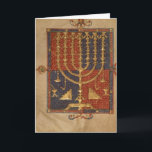 Menorah und andere Schiffe des Tempels Feiertagskarte<br><div class="desc">Der spanischen Schule addieren Frau 15250 f.3v Menorah und andere Schiffe des Tempels,  vom "Herzog spanischer Bibel Sussex",  Katalonien fanden am British Library,  London,  Großbritannien. Die hinzufügenfrau 15250 f.3v Menorah und andere Schiffe vom Tempel,  vom "Herzog spanischer Bibel Sussex",  Katalonien wurde um das 14. Jahrhundert hergestellt.</div>
