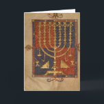 Menorah und andere Schiffe des Tempels Feiertagskarte<br><div class="desc">Der spanischen Schule addieren Frau 15250 f.3v Menorah und andere Schiffe des Tempels,  vom "Herzog spanischer Bibel Sussex",  Katalonien fanden am British Library,  London,  Großbritannien. Die hinzufügenfrau 15250 f.3v Menorah und andere Schiffe vom Tempel,  vom "Herzog spanischer Bibel Sussex",  Katalonien wurde um das 14. Jahrhundert hergestellt.</div>