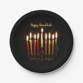 Menorah und Candles Hanukah Lights Pappteller