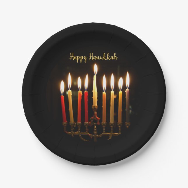 Menorah und Candles Hanukah Lights Pappteller (Vorderseite)