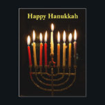 Menorah und Candles Hanukkah Lights Postkarte<br><div class="desc">Happy Hanukkah zu einem und allen. Verteilen Sie mit dieser Postkarte die Freude an den Urlaubserlebnissen. Die beleuchtete Menorah leuchtet, während die Kerzen für 8 Nächte beleuchtet werden. Wir zünden jede Nacht eine Kerze an und feiern das Wunder der 8 Nächte von Hanukkah. Machen Sie es sich dieses Jahr leicht,...</div>