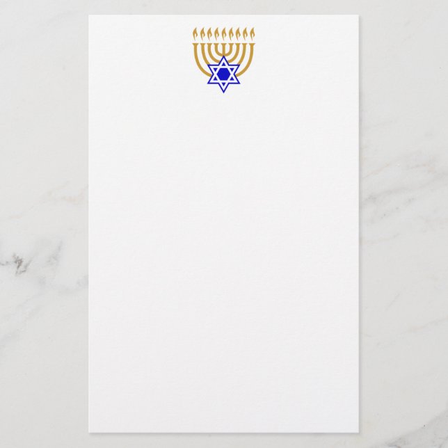 Menorah und der Davidsstern Briefpapier (Vorderseite)