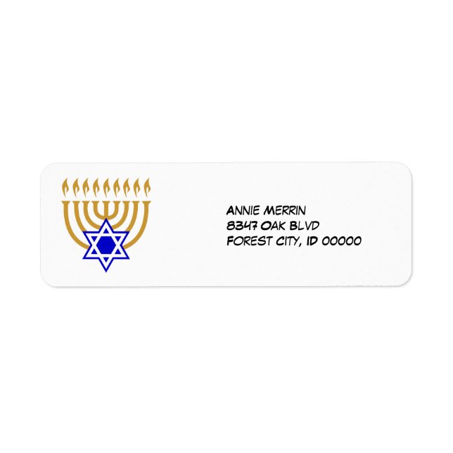 Menorah und der Star des David Label (Vorne)