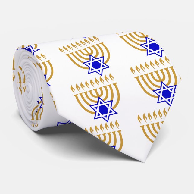 Menorah und der Star von David Krawatte (Gerollt)