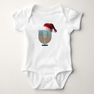 Menorah und Santa Claus Hat Baby Strampler