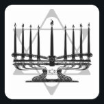 Menorah und Star Quadratischer Aufkleber<br><div class="desc">Original Artwork von Thedustyphoenix.</div>