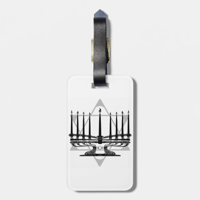 Menorah und Stern Gepäckanhänger (Rückseite vertikal)