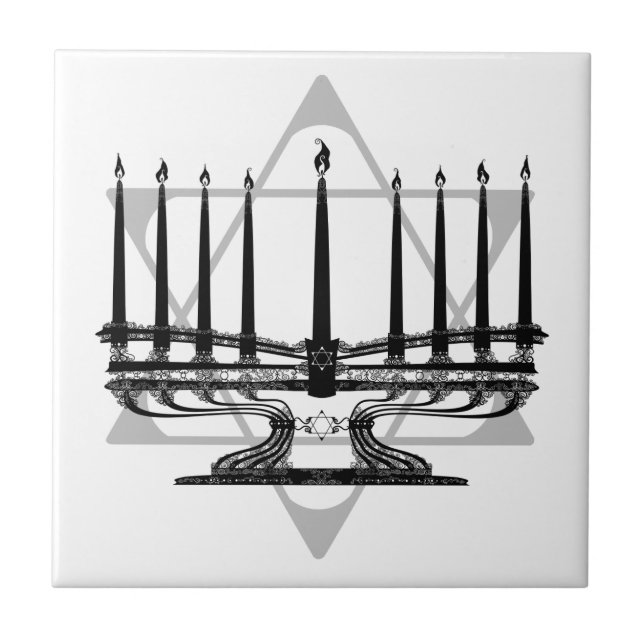 Menorah und Stern I Fliese (Vorderseite)