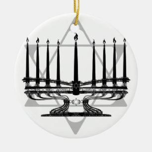 Menorah und Stern I Keramik Ornament