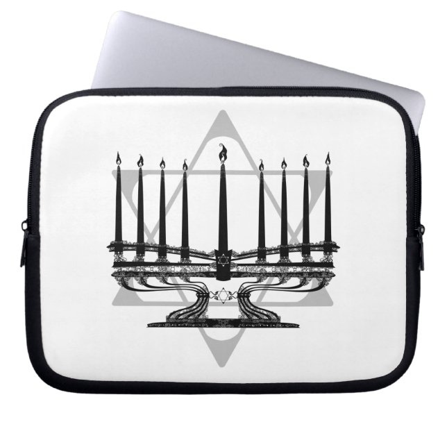 Menorah und Stern Laptopschutzhülle (Vorderseite)