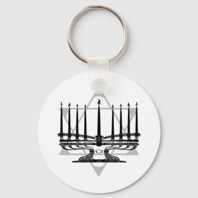 Menorah und Stern Schlüsselanhänger (Vorderseite)