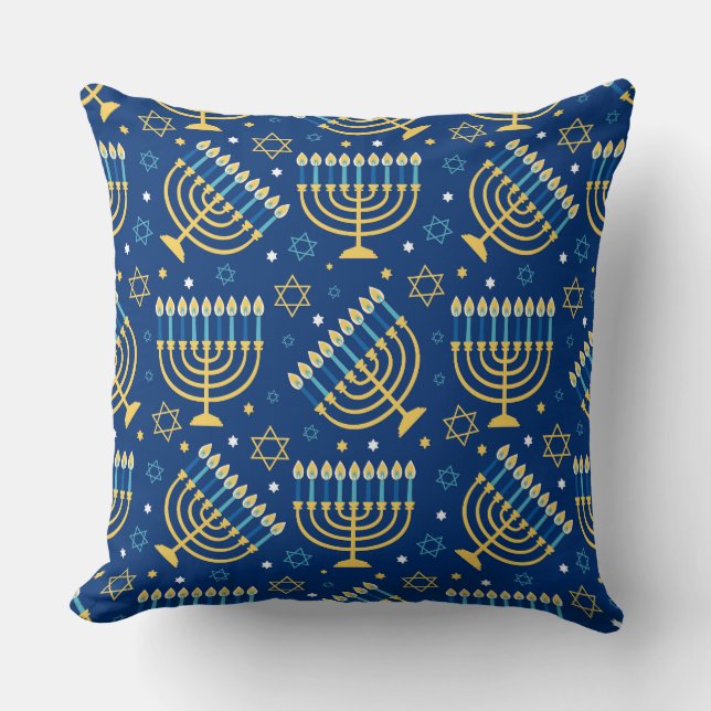 Menorahs und Der Star von David Hanukah Pattern Kissen (Vorderseite)
