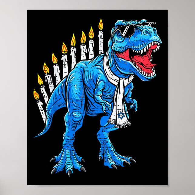Menorasaurus Chanukka T Rex Dinosaur Dino Poster (Vorne)